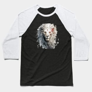 Lion Portrait Animal Painting Wildlife Outdoors Adventure Baseball T-Shirt